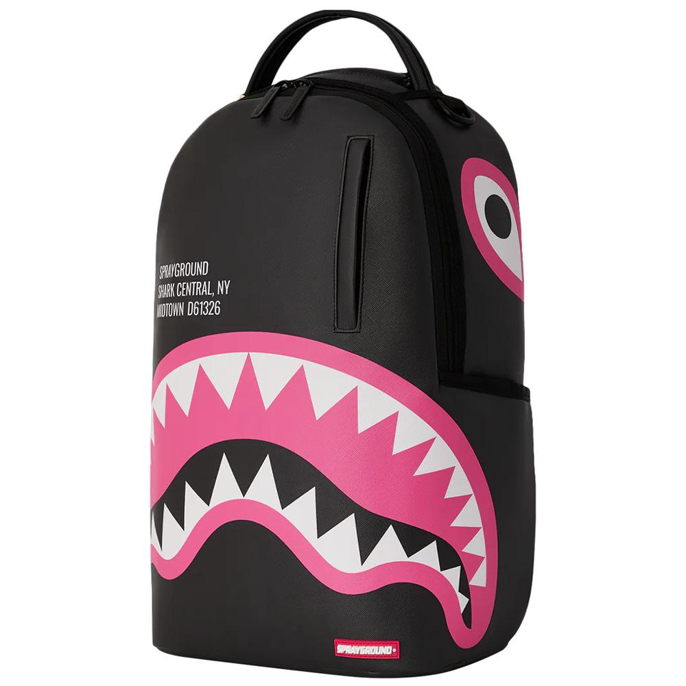 New SPRAYGROUND Shark Mouth PVC Backpacks Men Black/Pink W1035718