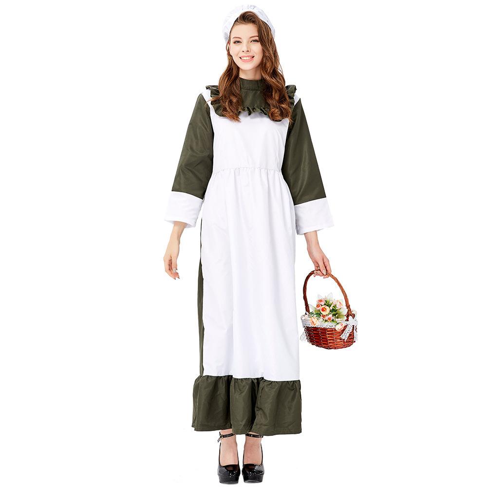 Farm Ranch Life Clothing Traditional Dress Long Dress, 61 Parent-child Clothing Maid Maid Performance Clothes