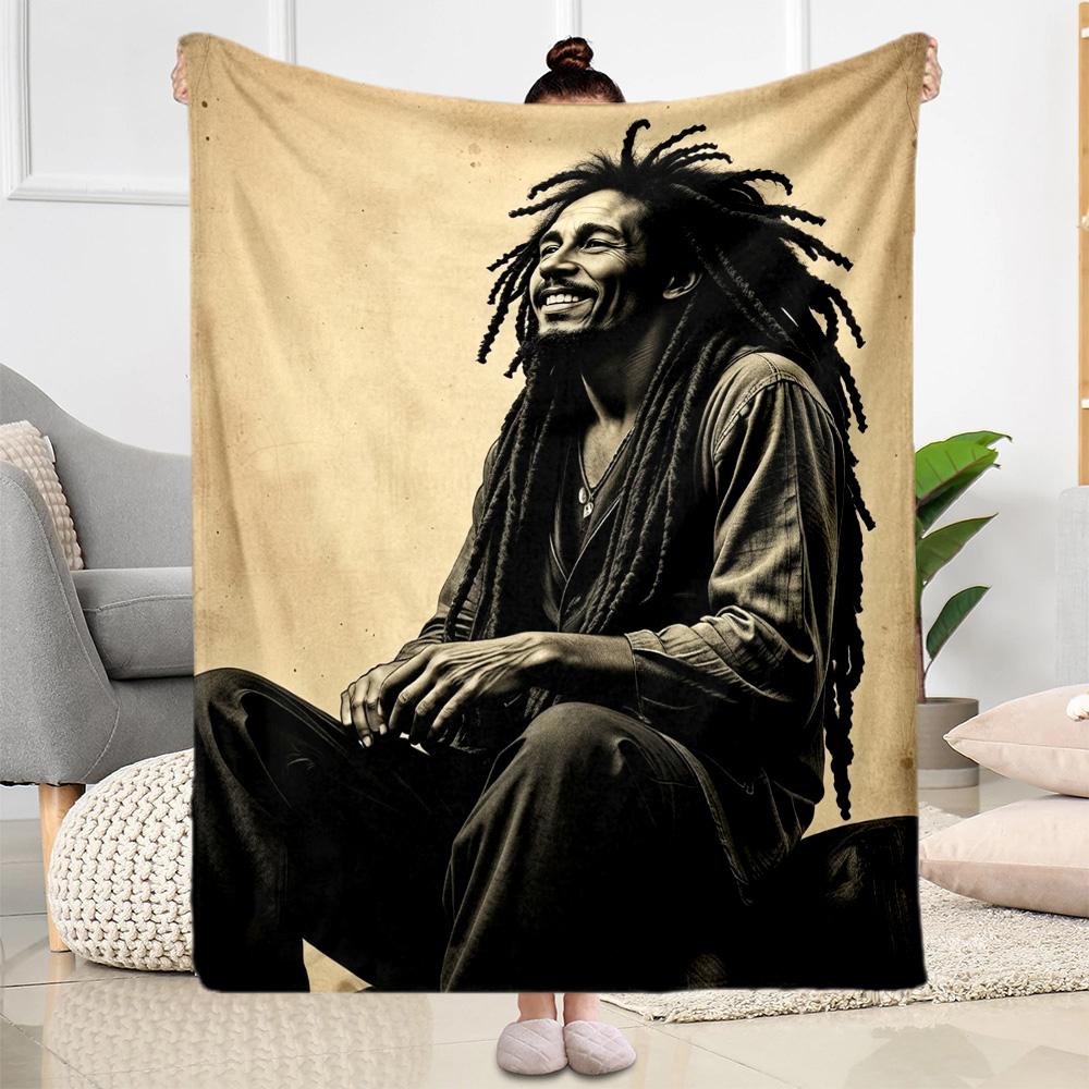 Bob Marley Reggae Legend Blanket Warmthful Decor Suitable For Office Chair Picnics Seaside Four Seasons Universal Stylish Decor