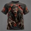 Men's Summer Halloween Cool and Spooky Werewolf Print Short-Sleeve T-Shirt Fashionable Trendy Streetwear Short-Sleeve T-Shirt