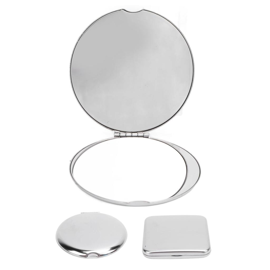 Pocket Mirror Portable Stainless Steel Compact Mirror Metal Handheld Drop Resistant Double Sided Mir