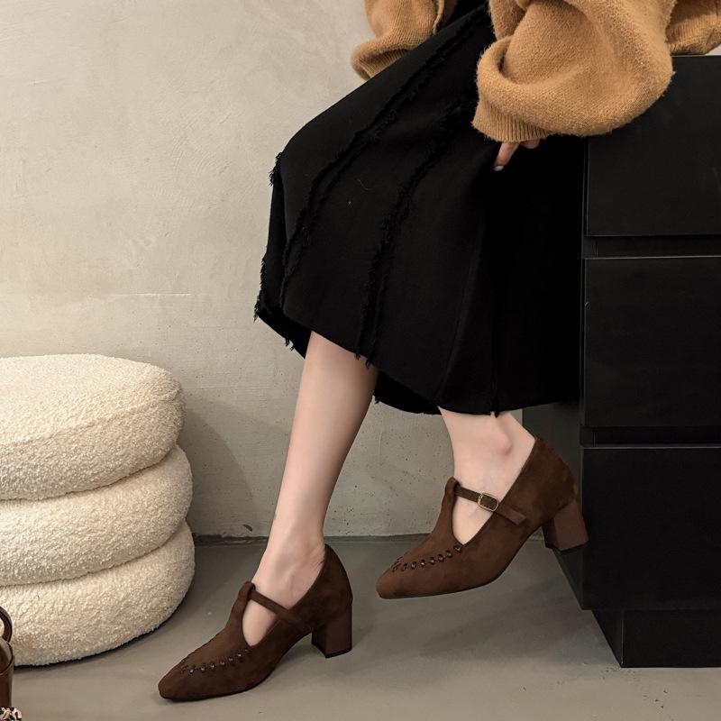 Inner Height Increase Retro Temperament Single Shoes Women's Shoes Spring and Autumn 2025 New Models with Skirt Design Mary Jane Shoes
