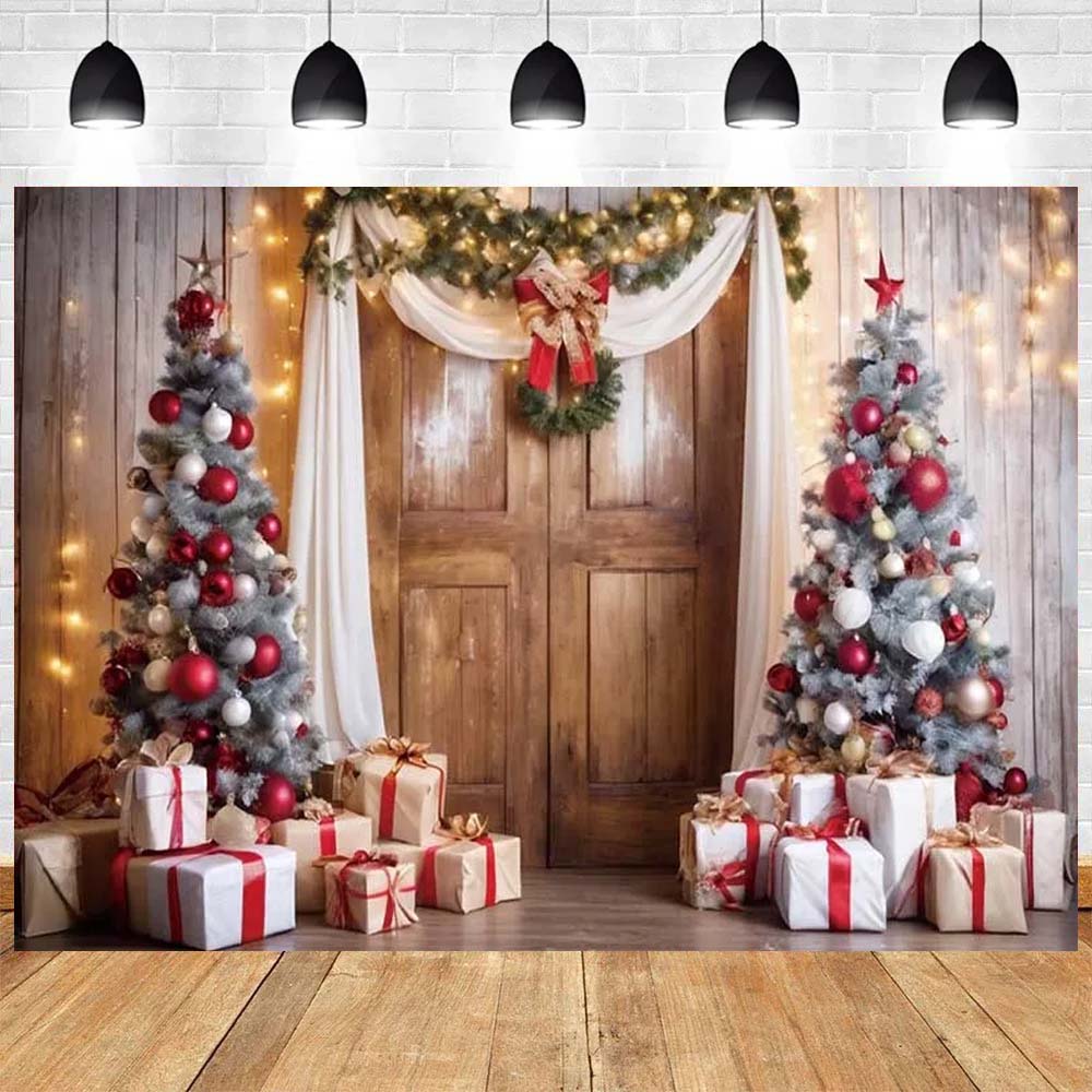 Christmas Party Backdrop Christmas Tree Gifts Backdrop Home Decoration New Year Photo Photography Background Shooting Props