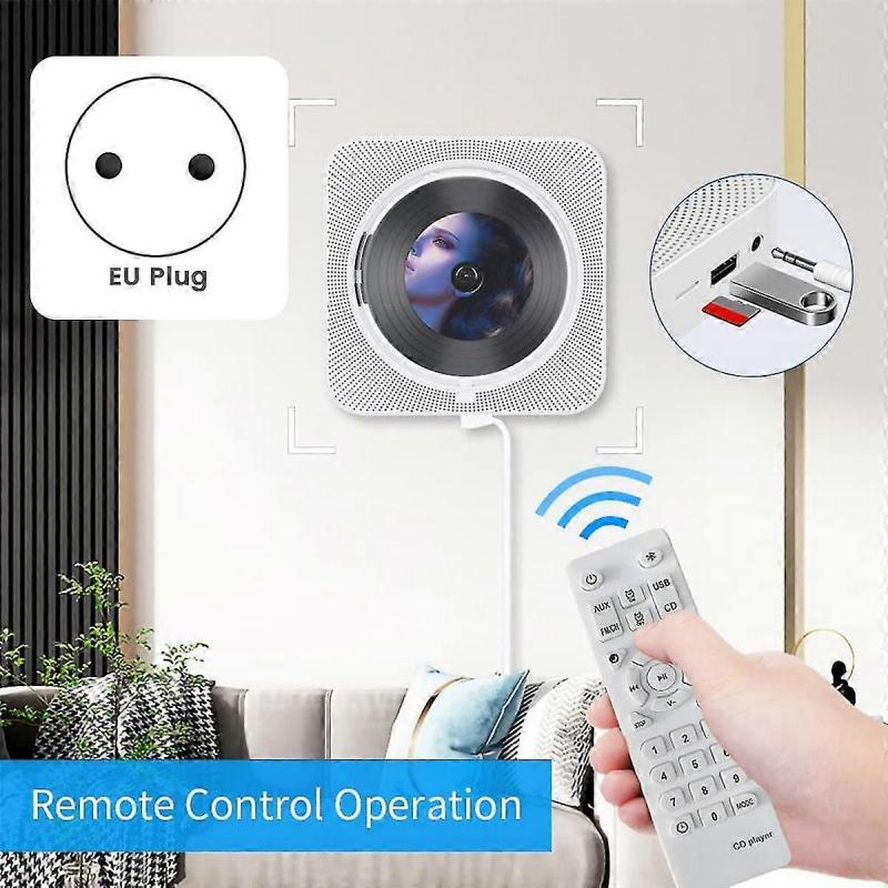 Portable Bluetooth Cd Player,wall Mount Cd Player Home Audio Music Players With Remote Control,lcd Display-eu Plug Less