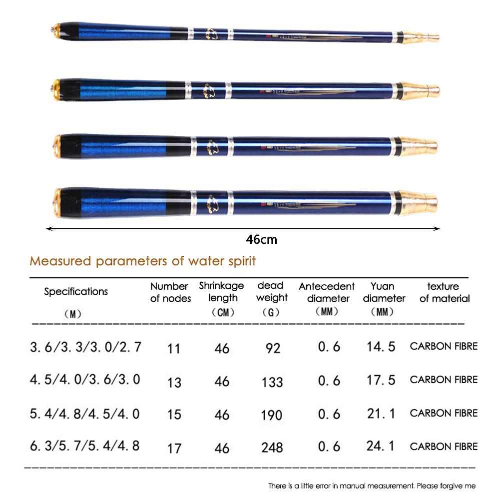 Nastavitelná délka polohování Rybářský prut 3,6M-7,2M Teleskopický Ultra-krátký Karbonový Rybářský Spinningový Ultra lehký Tvrdý Potokový Prut