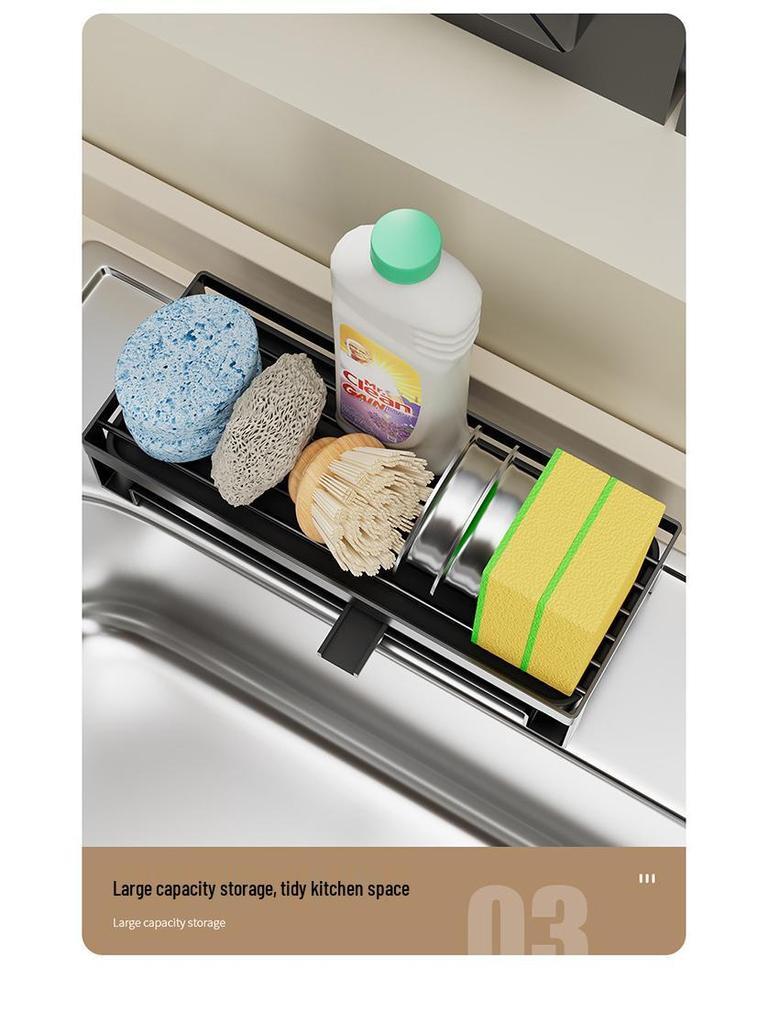 Stainless Steel Multifunctional Sink Sponge & Dishcloth Holder Rack