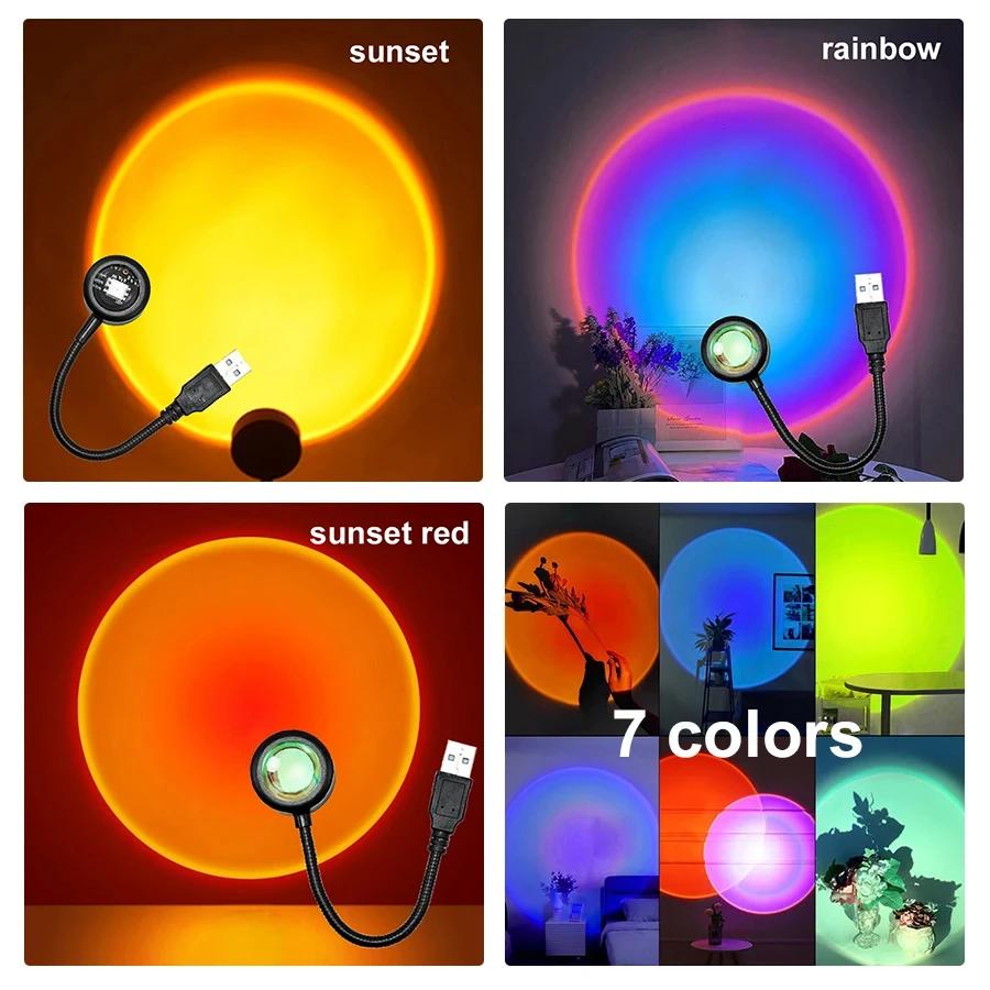 USB LED Sunset Photography Light RGB Rainbow DC 5V Scent Light Backdrop Bedroom Home Decoration Night Light Projection Lights