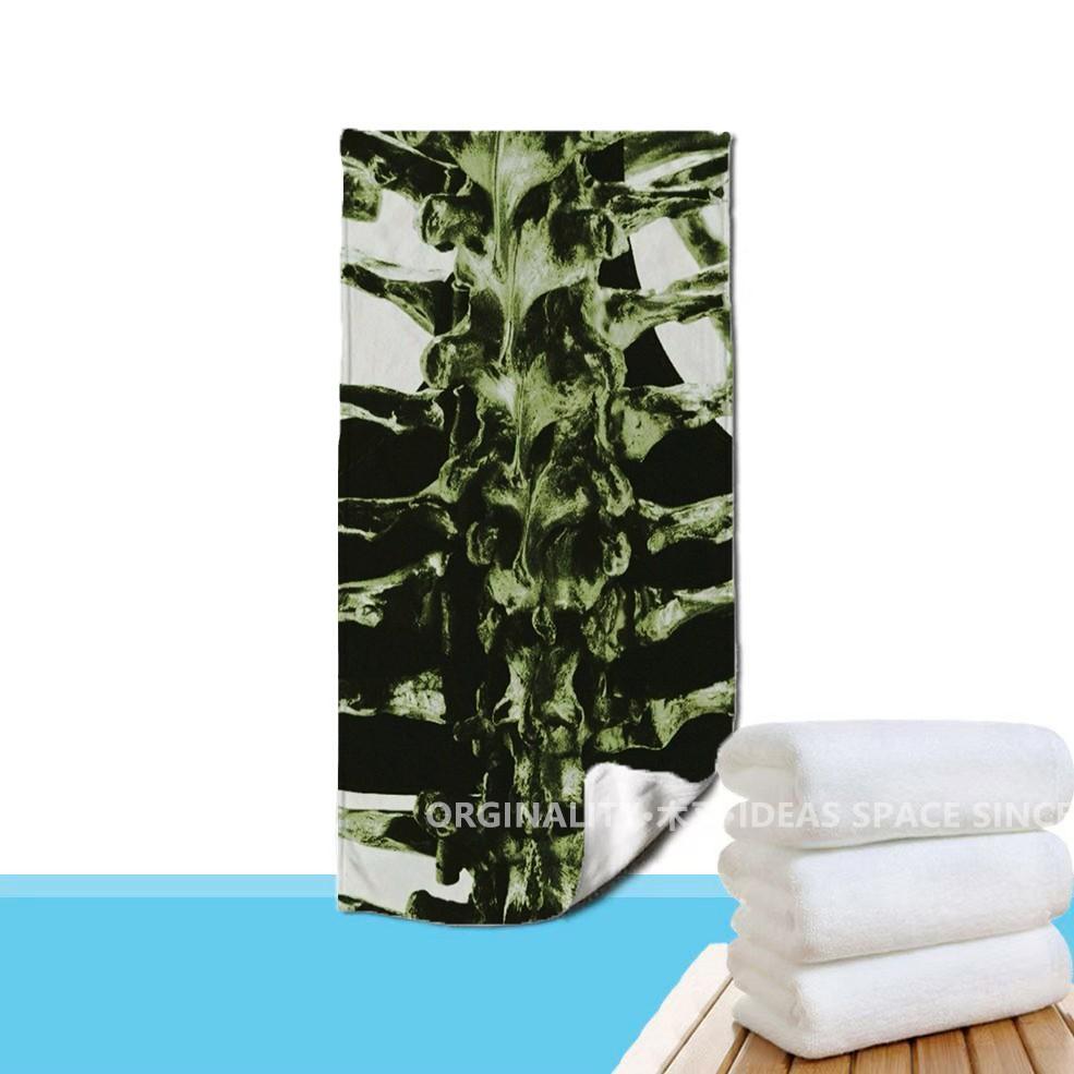 Skull Spine Gothic Beach Towel Patterned Sunscreen And Windproof Suitable For Swimming Pool Camping Travel