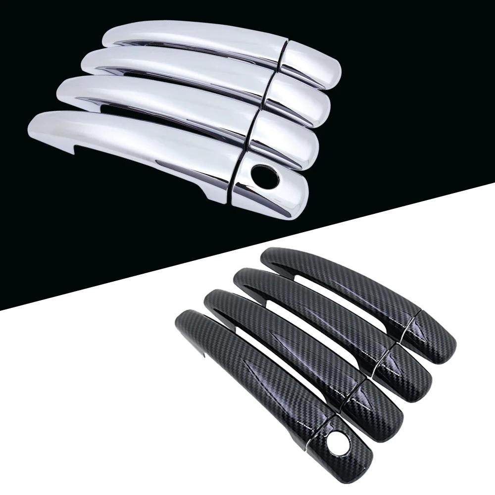 Black Carbon Fiber Car Handle Or ABS Chrome Door Handles Cover for Peugeot 208 MK1 2012~2018 Car Accessories Styling GTI Active