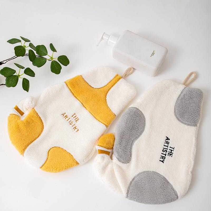 

2Pcs Cute Cat Hanging Towel Kitchen Hand Towel Bathroom Soft Absorbent Handkerchief Wipe Towel Cartoon Kids Towels 2pcs