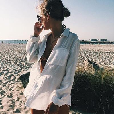 Beach Cover Ups for Swimwear Women Long Sleeve Shirts Tunic Pareo Summer Holiday Bathing Suits Beachwear
