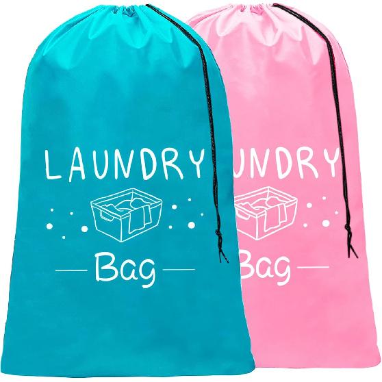 Sylfairy 2 Pack Extra Large Travel Laundry Bag, Dirty Clothes Organizer with Drawstring,Heavy Duty Travel Laundry Bags,Easy Fit a Laundry Hamper