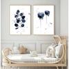 Watercolor Flower Poster Abstract Ink Blue Leaf Wall Painting Art On Canvas Modern Minimalist Image  Mural Roomdecoration
