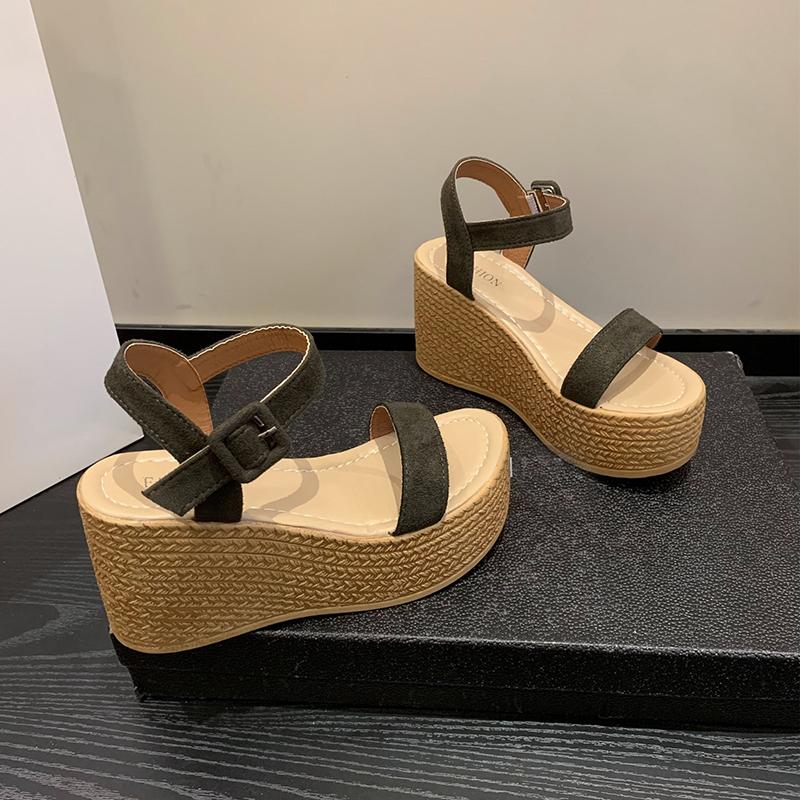 WTEMPO Dámské sandály se silnou podrážkou semišové přezka a šikmé podpatky příležitostné všestranné sandály proti skluzu dropshipping velkoobchod