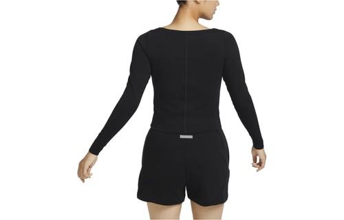 Nike Solid Color Round Neck Casual Crop Tight Long Sleeve T-Shirt FN1912-010