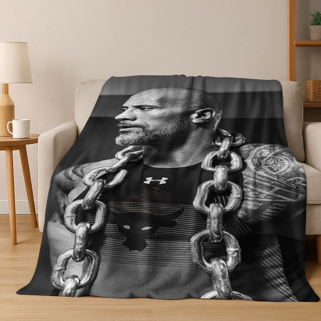 Strong The Rock Dwayne Johnson Art Flannel Blanket,Cozy Soft Throw Blanket for Home Bedroom Bed Sofa Picnic Office Cover Gift