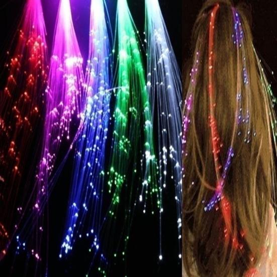 LED Light Up Braid Luminous Fiber Optic Hairpin Decor for Halloween Party