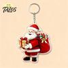 Santa Claus Bag Charms Cartoon Acrylic Keychain, Double-sided Christmas Key Winter Backpack Accessories Ring, Pendant Charm for Handbag Purse Holders