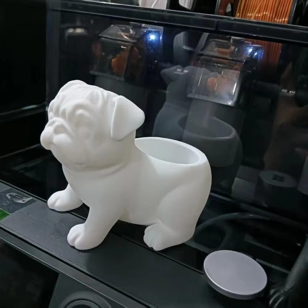 3D Printed Pug Figurine Plant Holder PLA Desktop Planter Pot Unique Handmade Planter  Office Desk