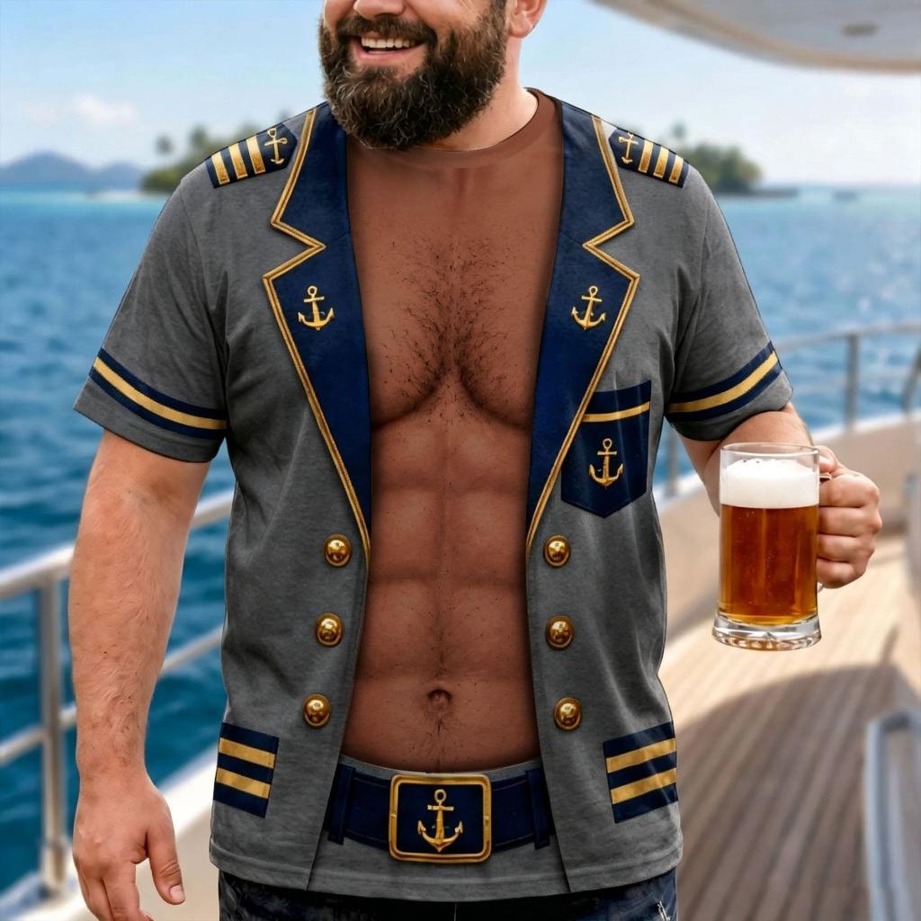 T-shirt a maniche corte da Capitano Nautico, Per Divertimento alla Festa in Barca
