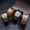 Trendy Totem Design Nordic Double Axe Irish Cross Bracelet Leather Woven Men's Bracelet Viking Accessorie Genuine leather jewelr