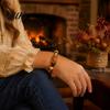 Gratitude Holiday Jewelry Thanksgiving Bracelet for Women, Beaded with Elastic Fit Maple Leaf Charm, Stretch Fall Harvest
