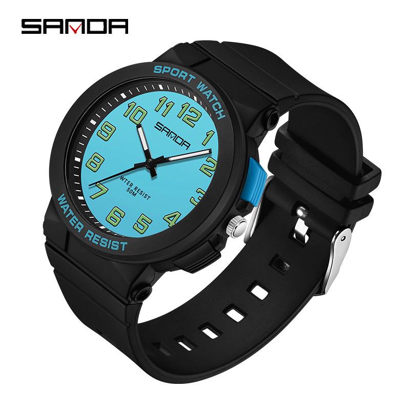 Sanda Trendy Luminous Waterproof Quartz Watch for Teens - Simple, Versatile Pointer Style.