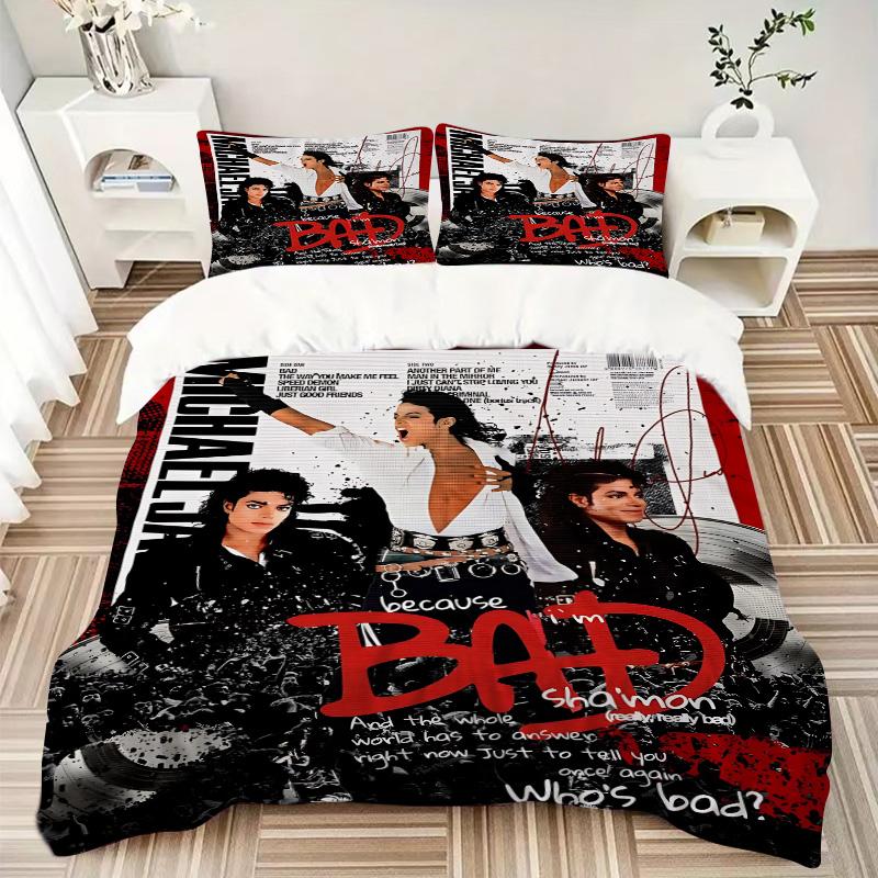 Michael Jackson Bad Album Print 3Pcs Bedding Setduvet Cover With 2 Bedropillowcase Home Birthday Gift