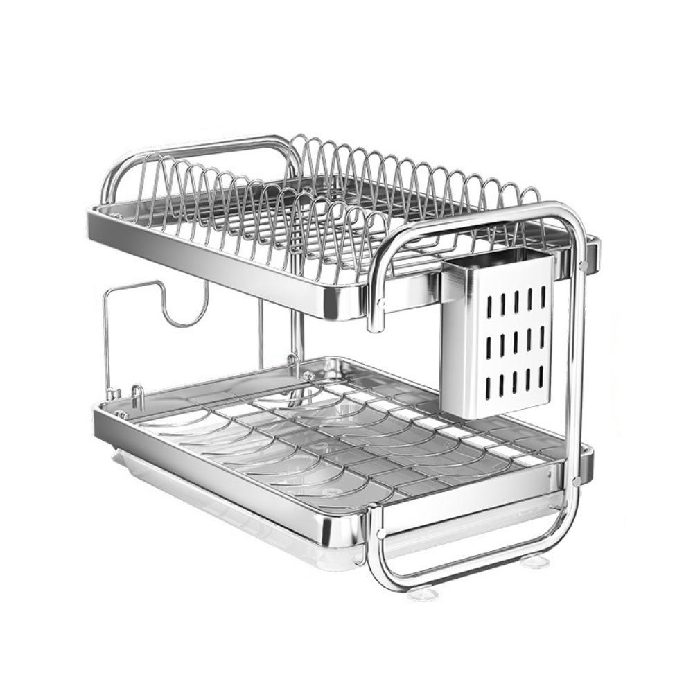 Multilayer Draining Shelf Stainless Steel Bowl Storage Shelf New Dish Drying Rack Over Sink 2 Layers