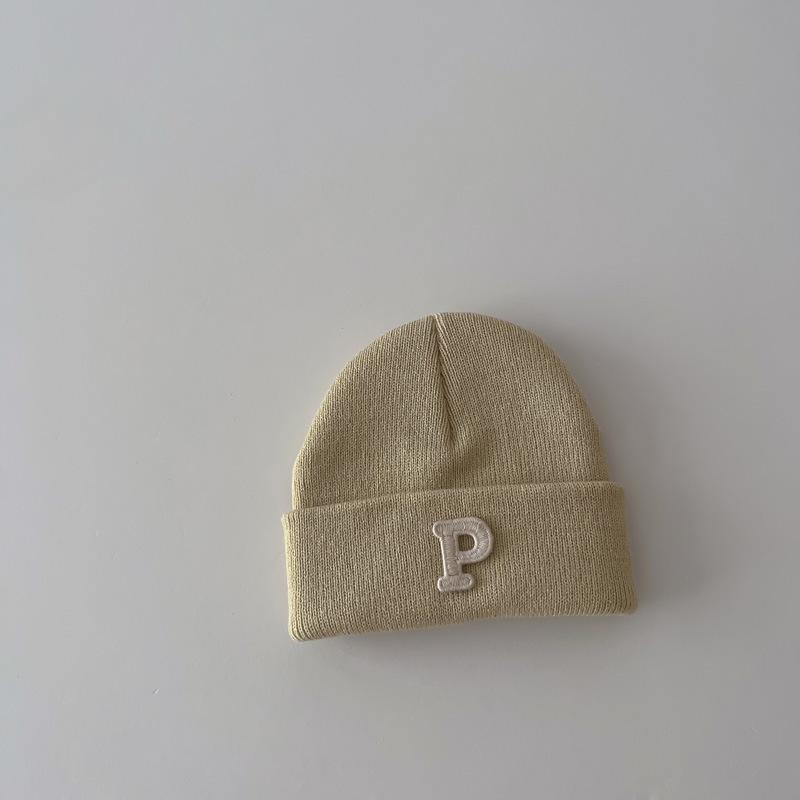 Baby Knit Letter Beanie Hat Autumn Winter Warm Soft Toddler Kids Simple Pullover Cap for Boys Girls Newborn Accessories