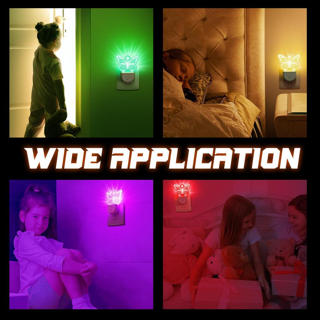 Night Light Butterfly Night Light Plug Into Wall LED Wall Lamp Colors Change RGB LED Nightlight for Children Kids Bedroom
