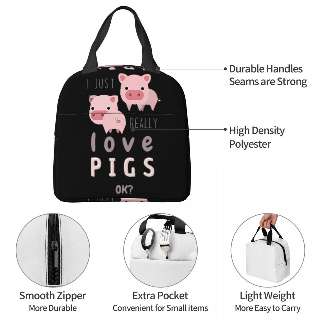 Funny Pigs For Pig Lovers Insulated Lunch Bag for Women Office Cooler Thermal Food Box Tote Portable Lunch Boxes Container