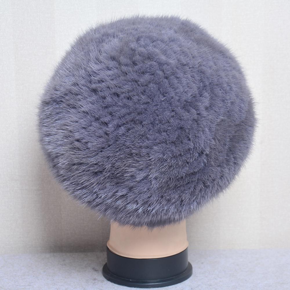 Fashion Lady Winter Warm Knit Caps Women Mink Hats Berets Luxury Women Real Natural Mink Fur Hat Beanies Real Fur Berets Hat