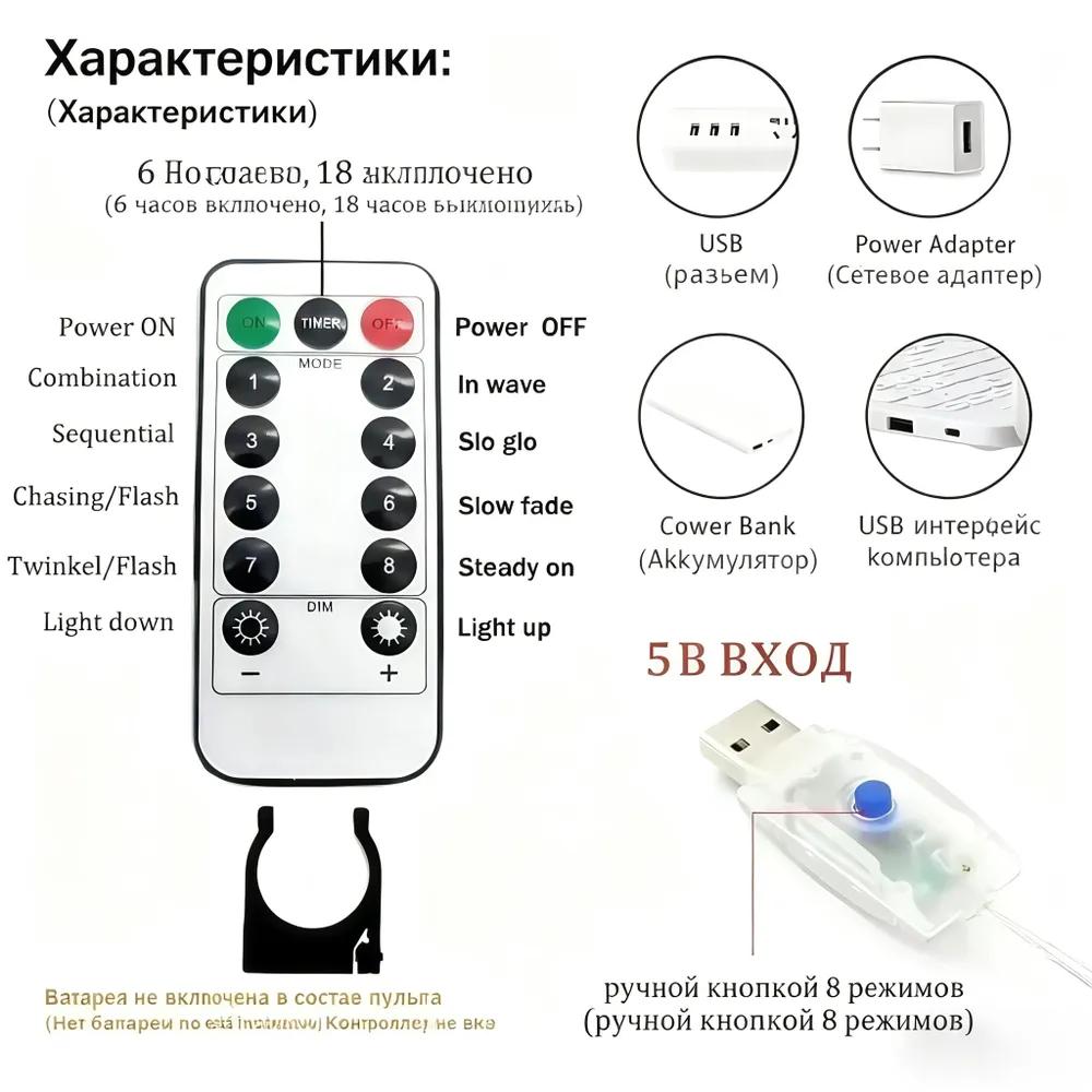 Electric garland interior LED curtain, 6.3 m, 1 pc