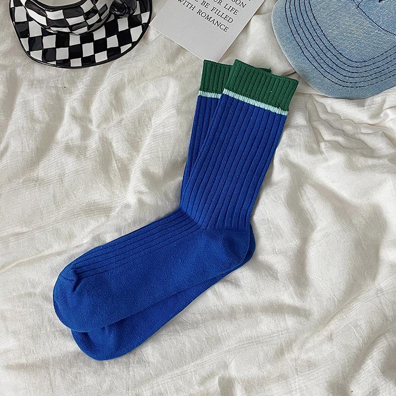 Dopamin Damen Candy Farbe Mid-Tube Socken - Trendige Kontrast Sportstrümpfe