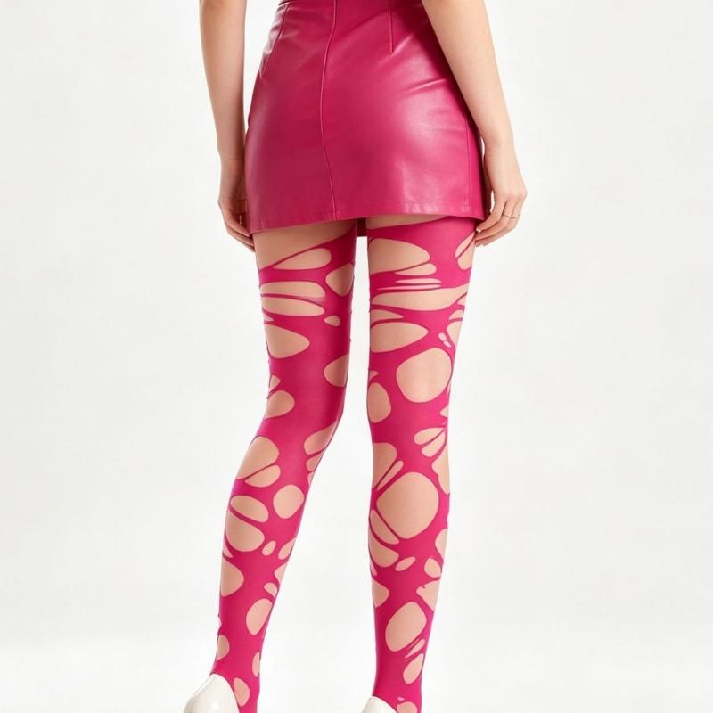 Gothic Hosiery for Women Cutout Pantyhose One Size Footed Legwear for Photoshoots Parties and Daily Layered Looks