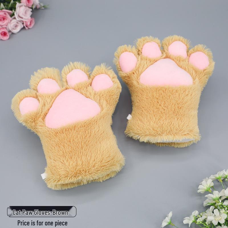 Japanese Cute Plush Cat Paw Cosplay Gloves