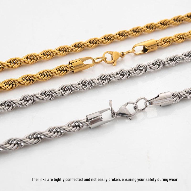 Stainless Steel Twist Chain Necklace - Light Luxury Titanium Steel Jewelry Accessory