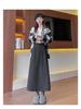 Khaki Wool High-Waist Slimming Midi Skirt for Women - A-Line, Hip-Hugging, Spring/Autumn 2026