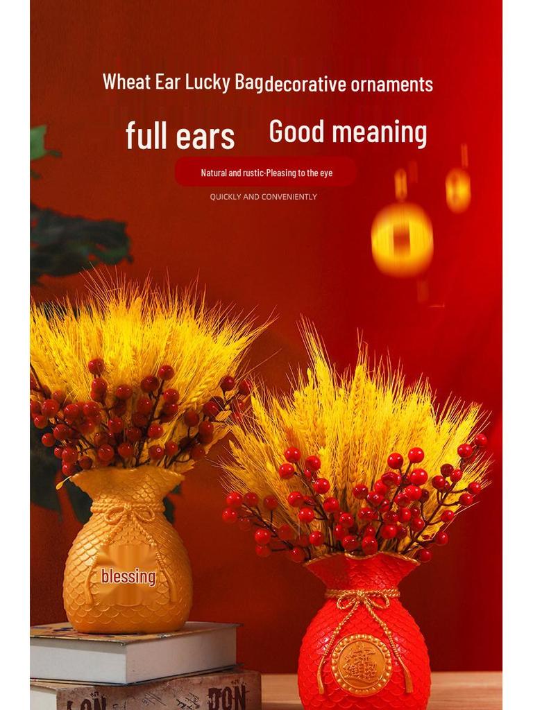 Golden Barley Ear Faux Flower Arrangement for Home Decor - Perfect for Living Room, Dining Table, Weddings & Special Occasions