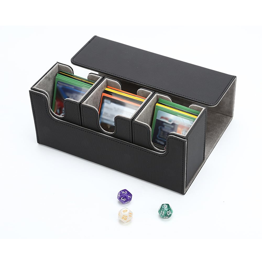 Mikankawa Deck Case Trading Card Case Storage Box Holds Approximately 300 Cards Magnetic Attachment Compatible with Multiple Card Types 4-in-1 (Black)