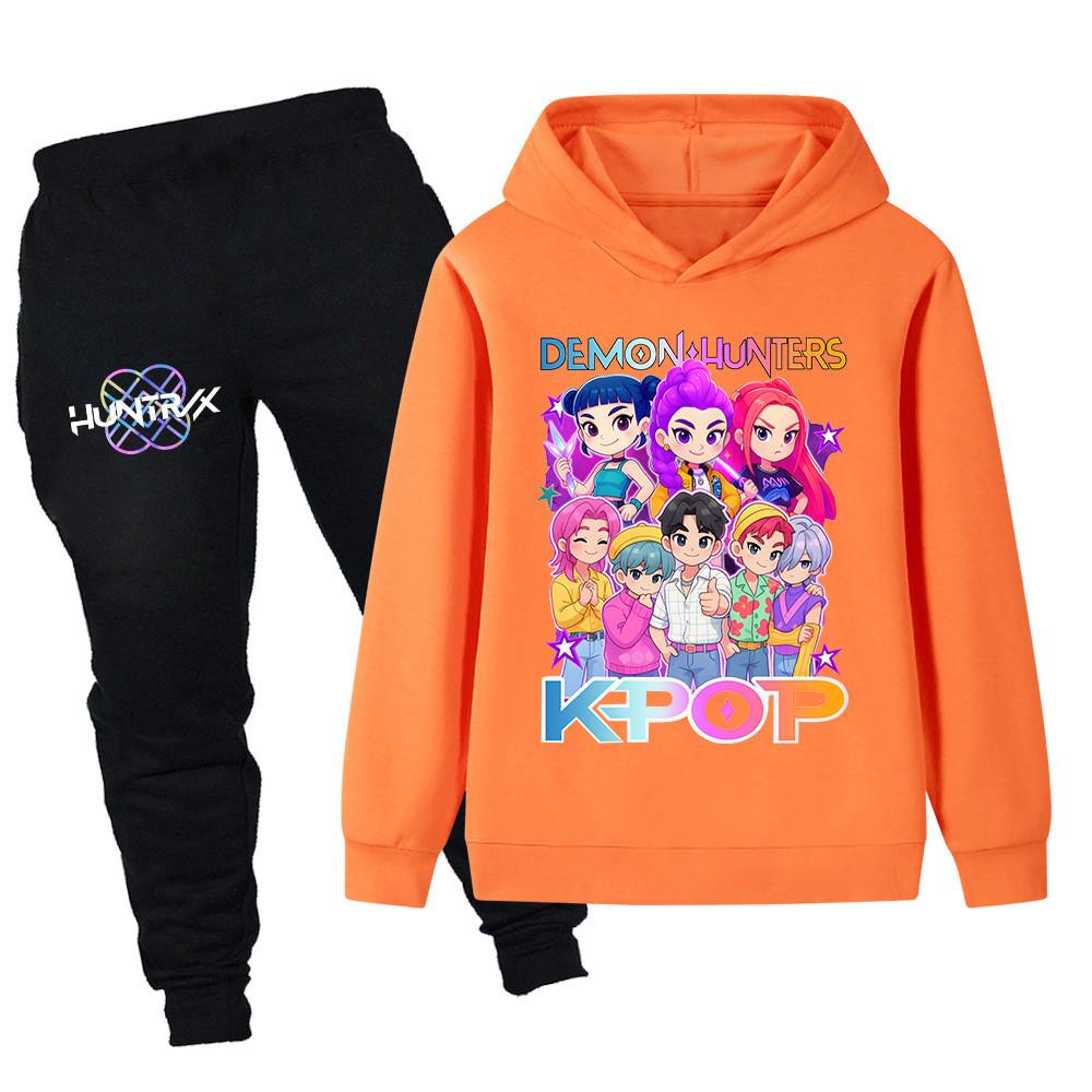 PB1201 Kinder Jungen Mädchen Kpop Mira Zoey Rumi Sajaboys Print Langarm Kapuzenpullover Hose Hosen Kleidung Sets