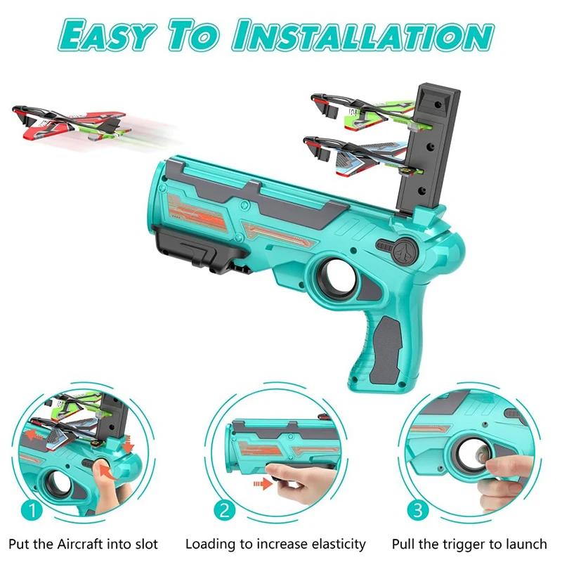 Ejection Aircraft Shooting Toys for Kids 3 To 5 Years Old Children Boy Outdoor Parent-child Sport Toys Aircraft Set Plane Toy