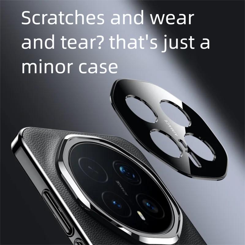 Premium Business Style Vegan Leather Case for Honor Magic 7/8 pro with Plating Frame Camera Lens Holes Cutout Protector