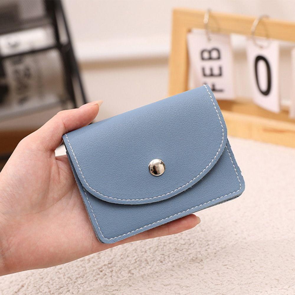 Magnet Buckle Thin Card Bag Korean Style Solid Color Card Holder Casual Mini Wallet Outdoor