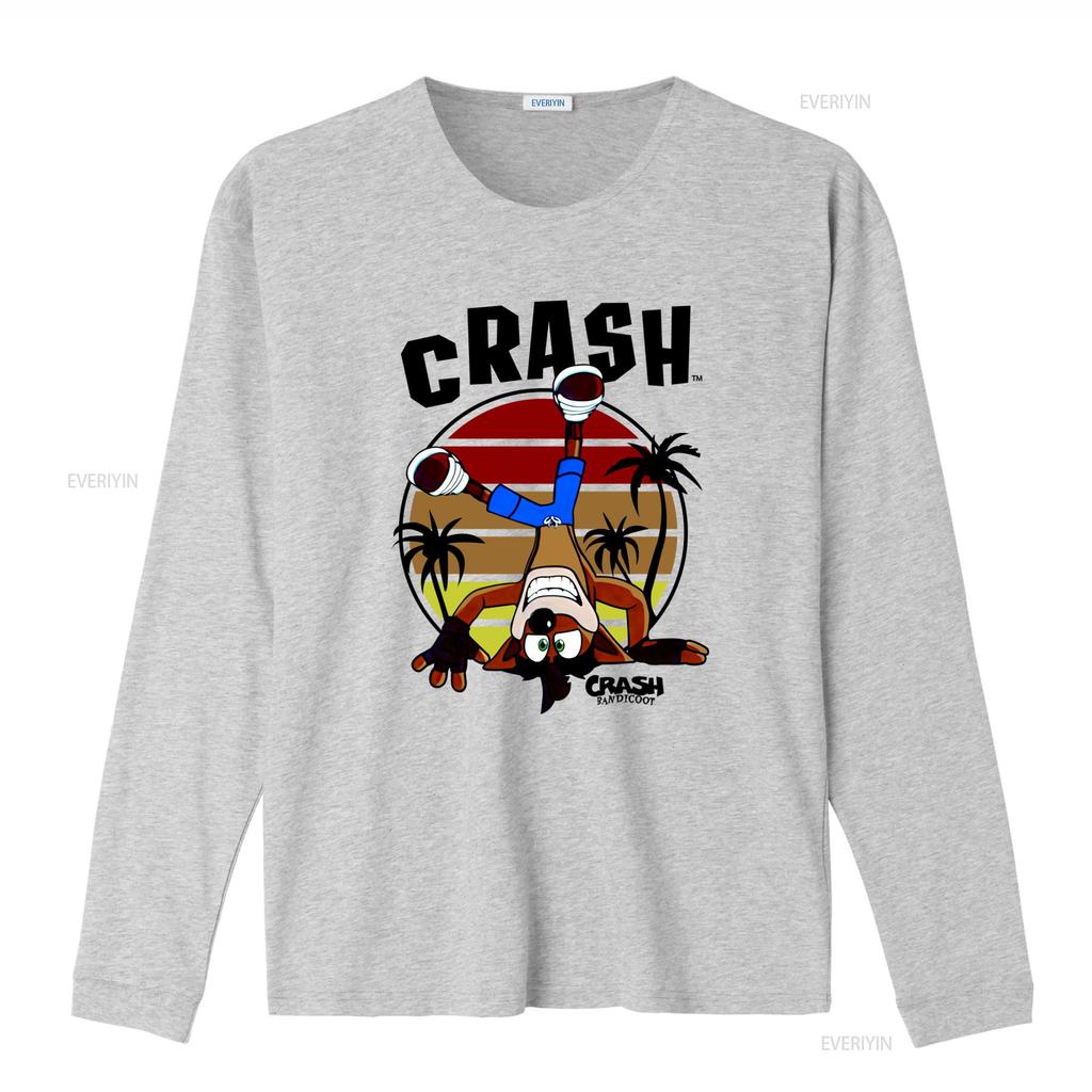Crash Bandicoot Retro Style Adult T Shirt with Cool Head Stand Design in Circle vintage Washed Casual Comfortable Versatile
