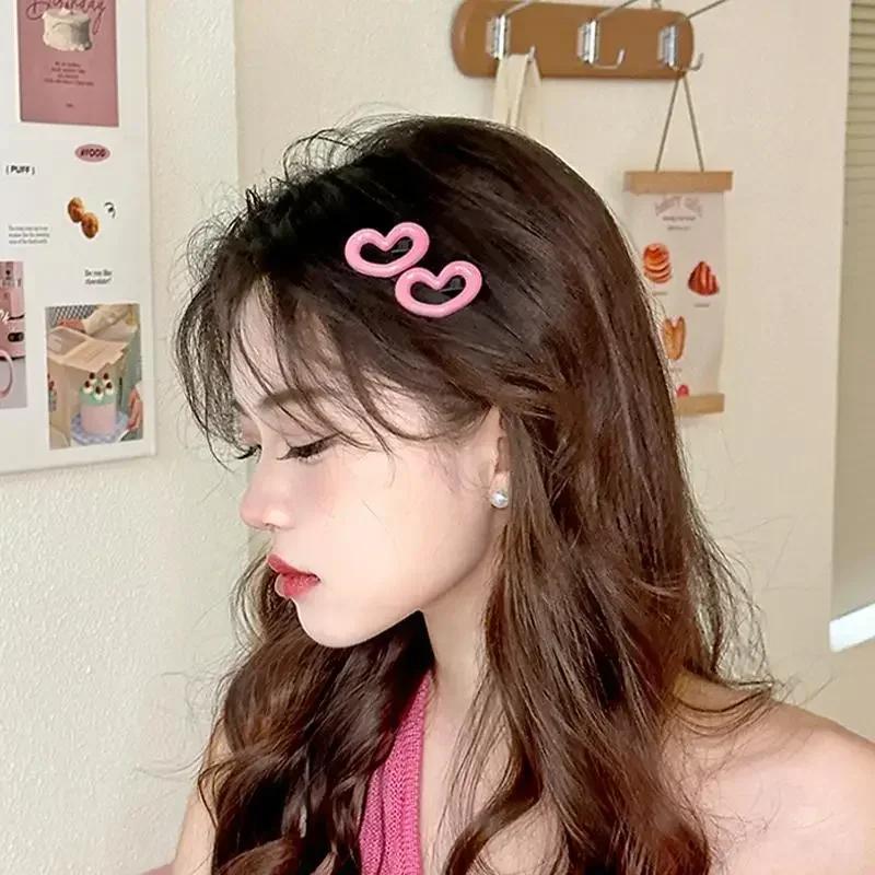 1/2/3pcs Love Morandi Hair Clip New Women's Side Broken Hair Clip Children's Seamless Duck Mouth Clip with Forehead Bangs Clip