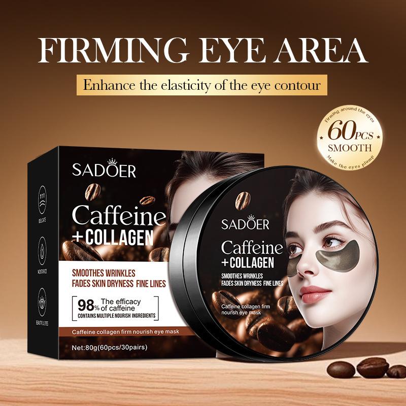 

SADOER Caffeine Crystal Collagen Eye Mask Anti Dark Circles Ant -Aging Anti Wrinkles Moisturizing Eye Patche Skin Care 1/2/4pcs