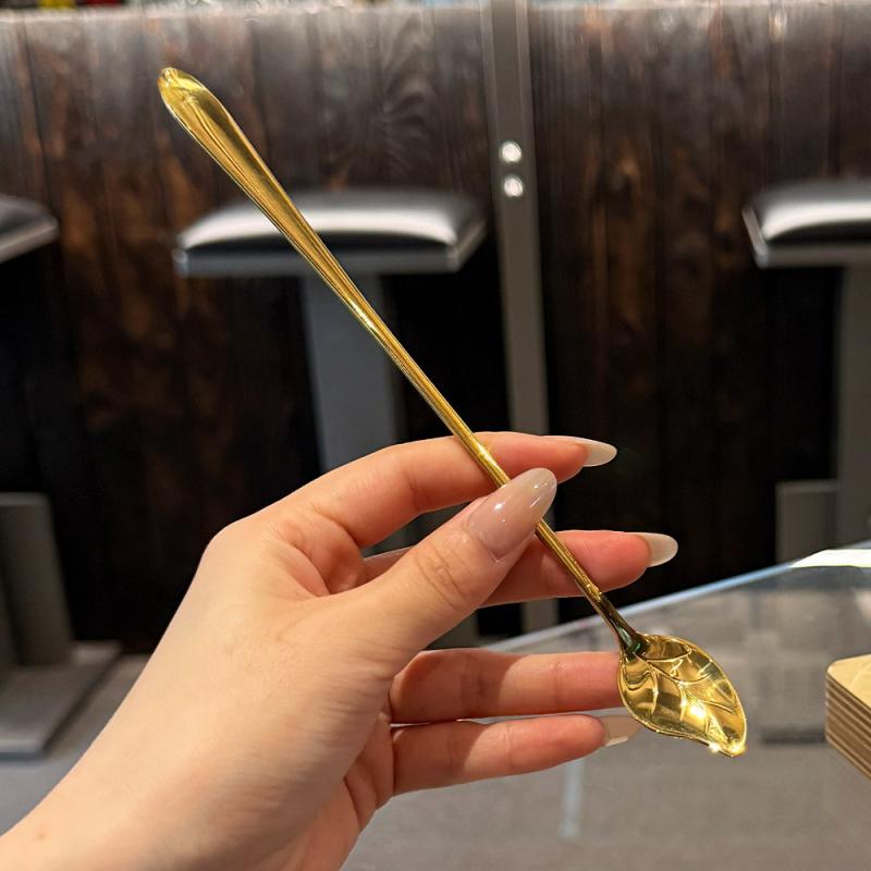 304 Stainless Steel Mixing Spoon Long Handle Dessert Spoon Milk Tea Honey Spoon Coffee Spoon Soup Spoon Lengthened Spoon