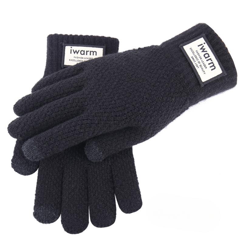 

Autumn and Winter Warm Gloves for Men with Velvet Double-layer Thickened Wool Knitted Travel Touch Screen Gloves Gloves